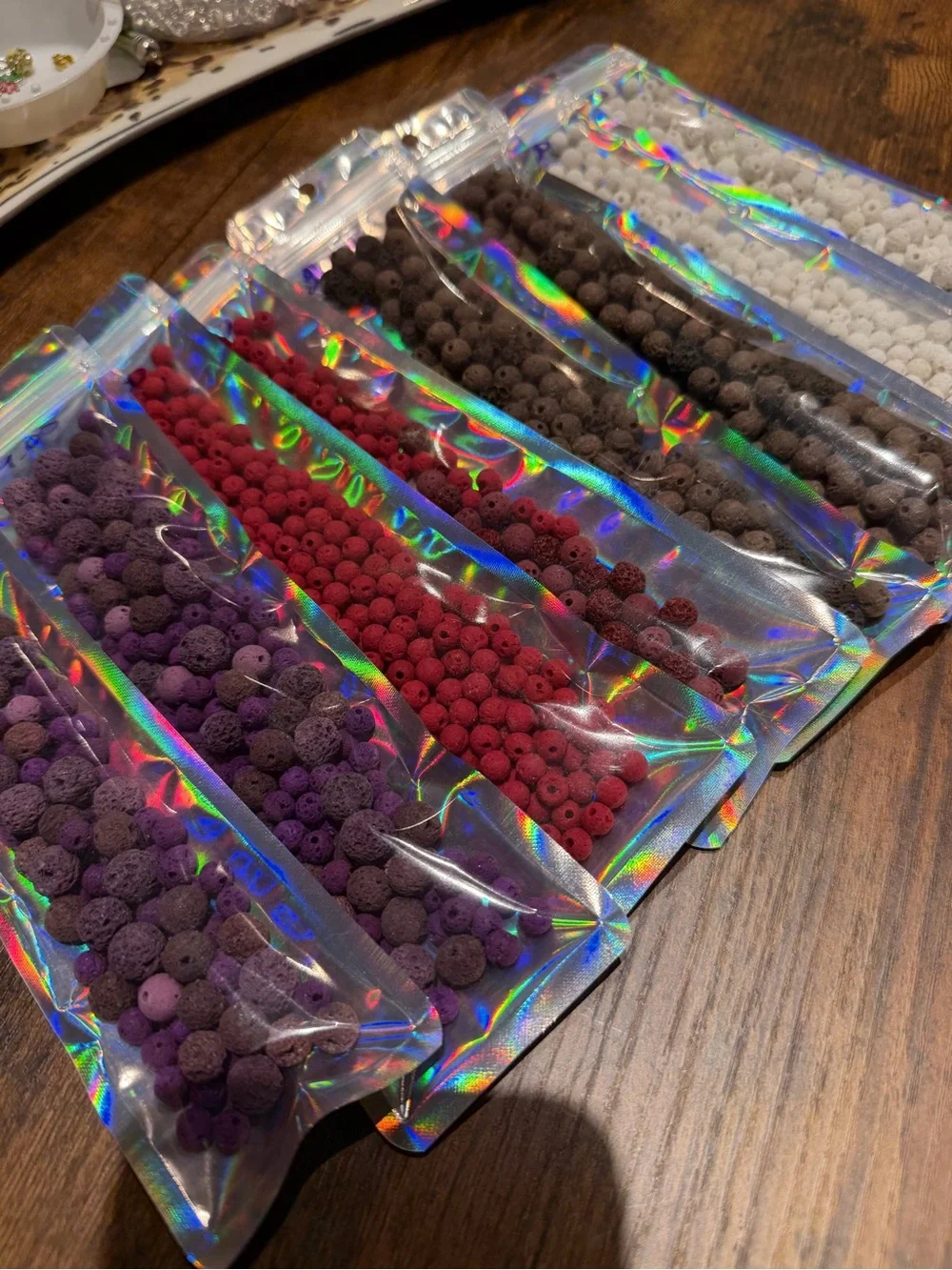 Bulk lot of Red, Brown and white lava beads for jewelry making